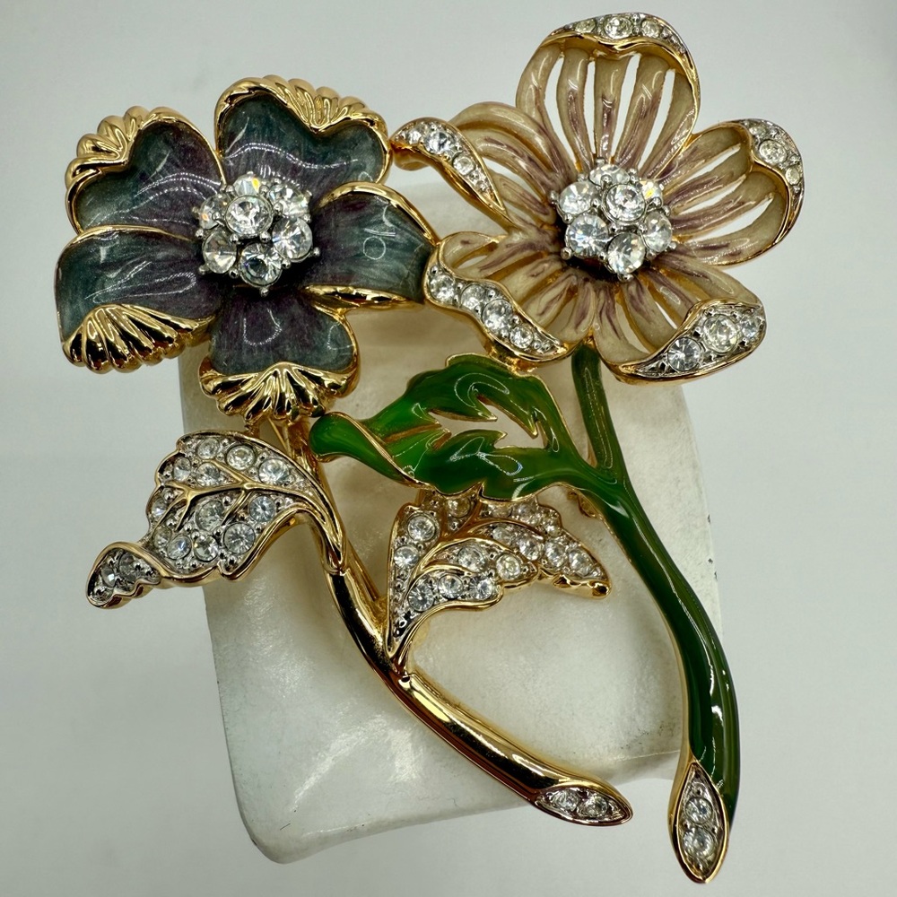 Nolan Miller “Country Garden” Flower Set – Glamour Collection – Enamel & Crystal